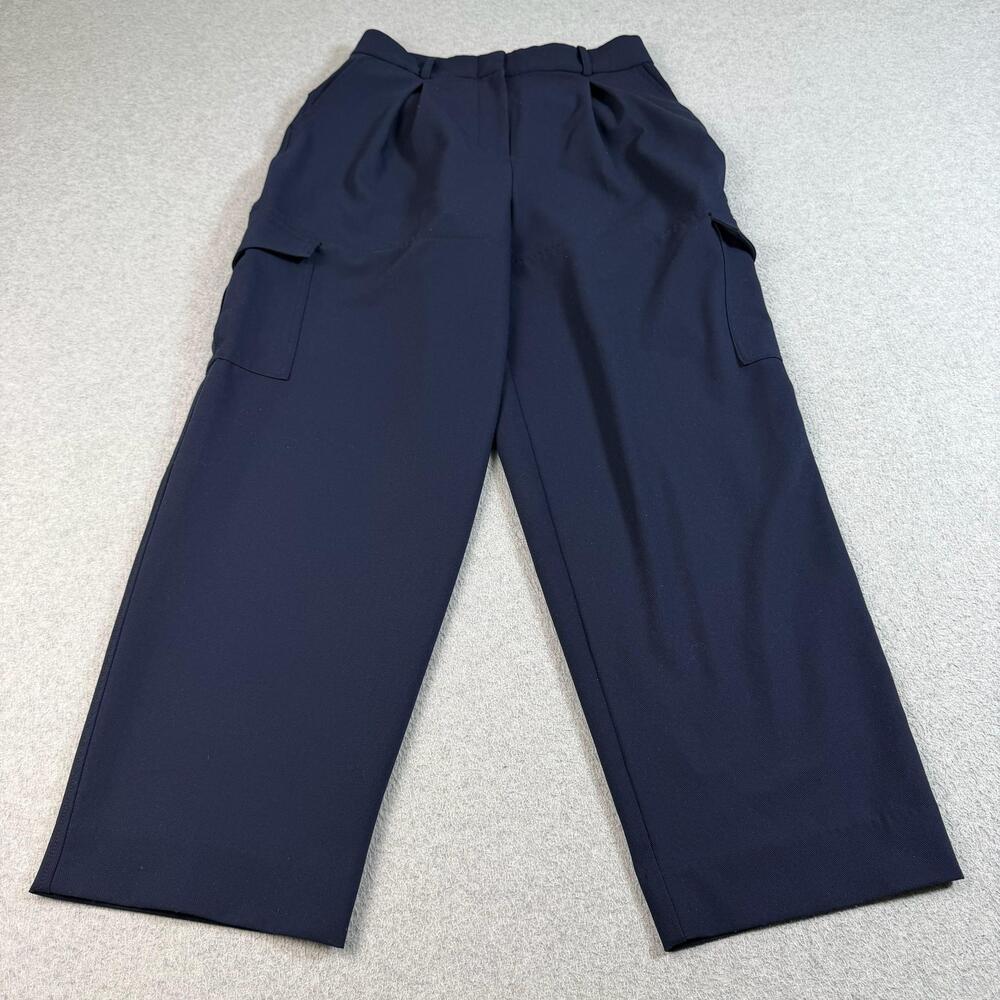Banana Republic Cargo Pants Women 4 Blue High Rise Straight Pleated Office Work